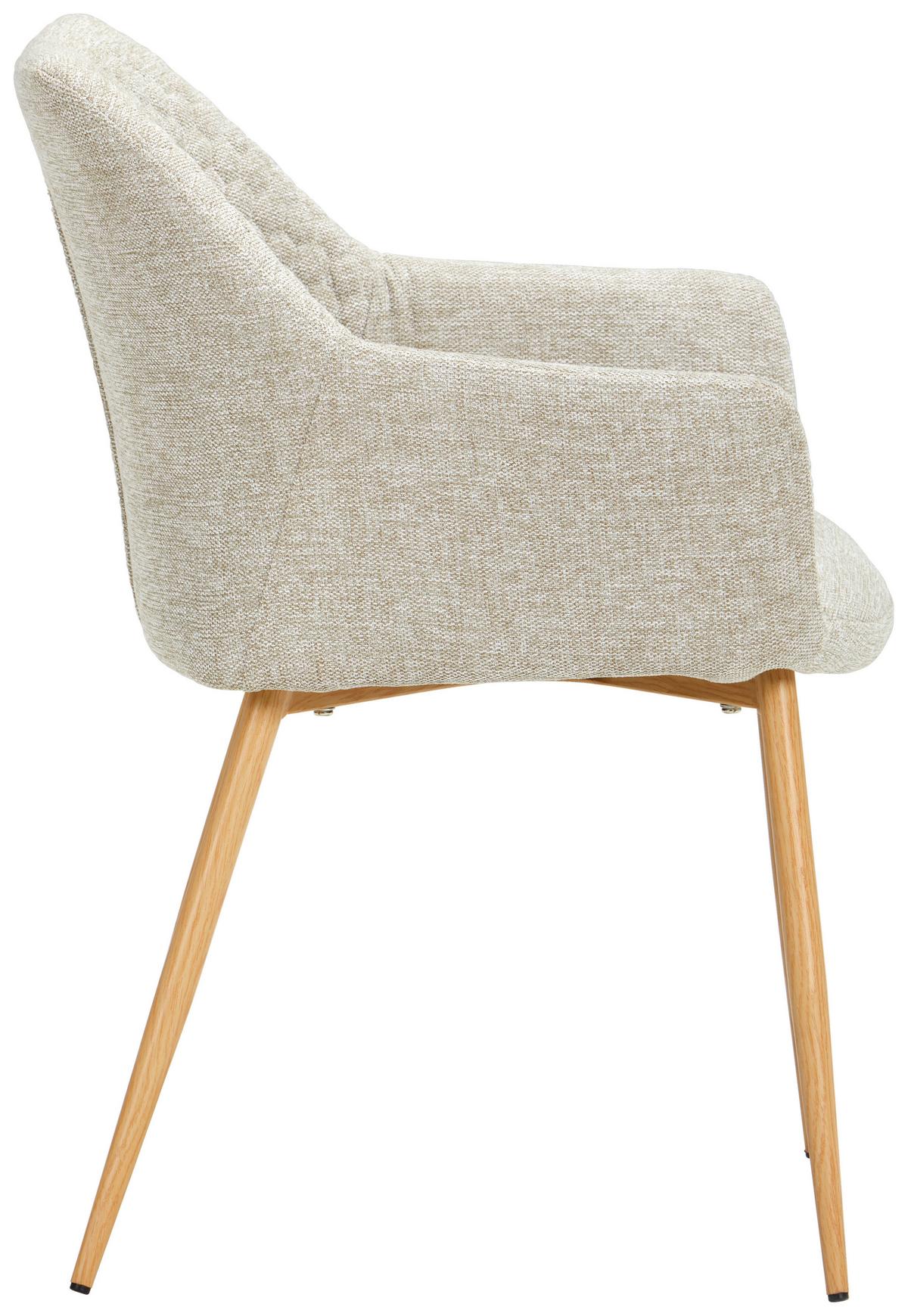 Armlehnstuhl-Set 2er Lara Bezug: Webstoff-Beige - Eichefarben/Beige, KONVENTIONELL, Holz/Textil (56,5/80/58cm) - Livetastic
