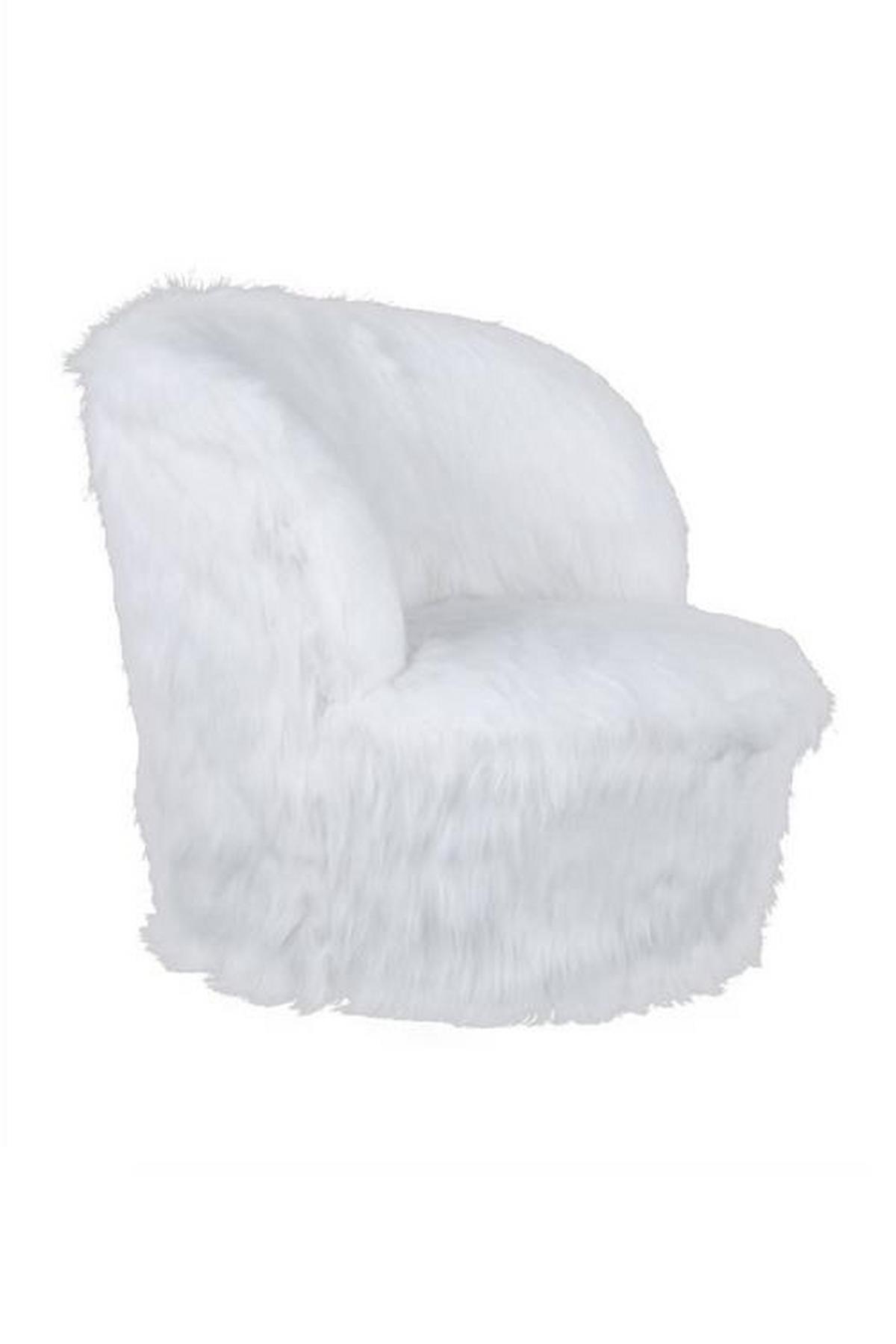 Kinderstuhl Gepolstert Mit Kunstfell-Bezug - Weiß, Basics, Holz/Kunststoff (47/45/47cm) - Kayoom