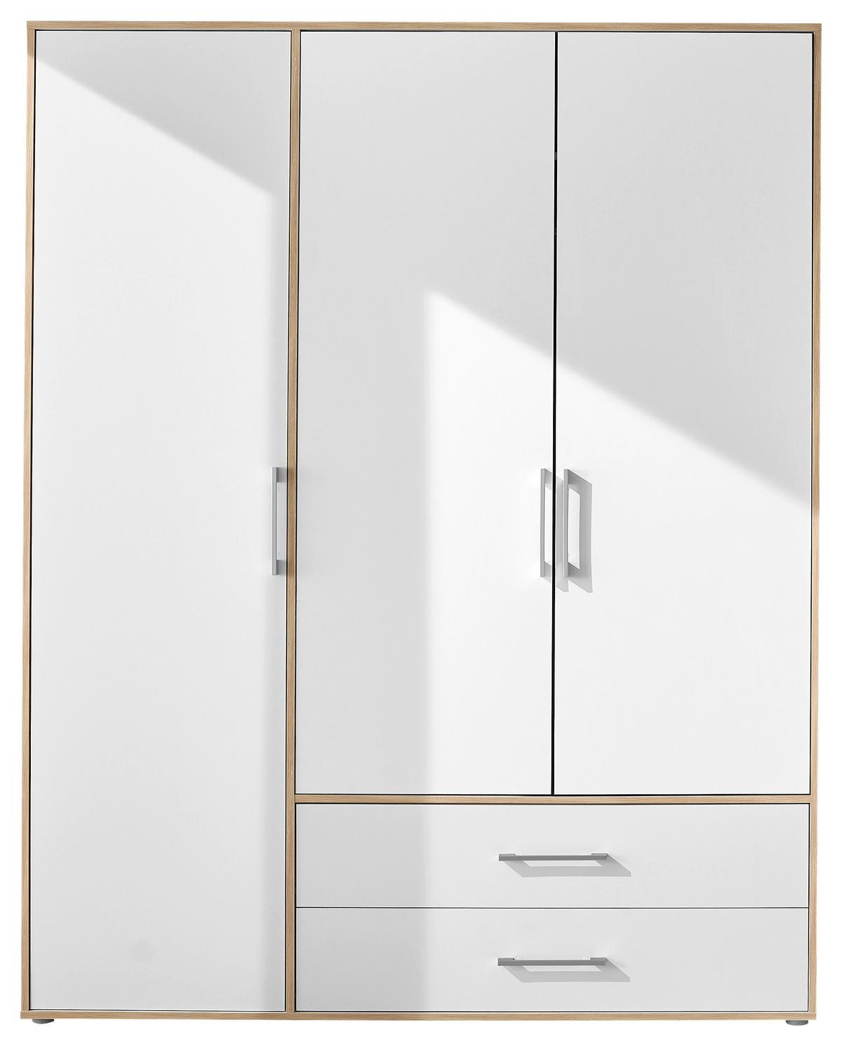 Šatníková skriňa LEMBO - biela/dub artisan, Konventionell, kompozitné drevo/plast (155/195/60cm)