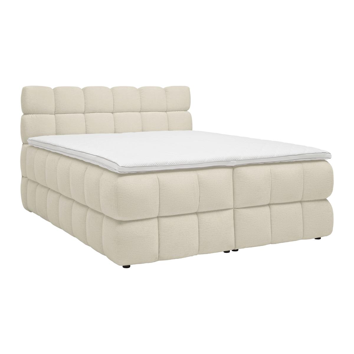 Boxspring postel BUBBLE BOX 180/200 cm, béžová - černá/béžová, Konvenční, kov/dřevo (180/200cm) - Premium Living