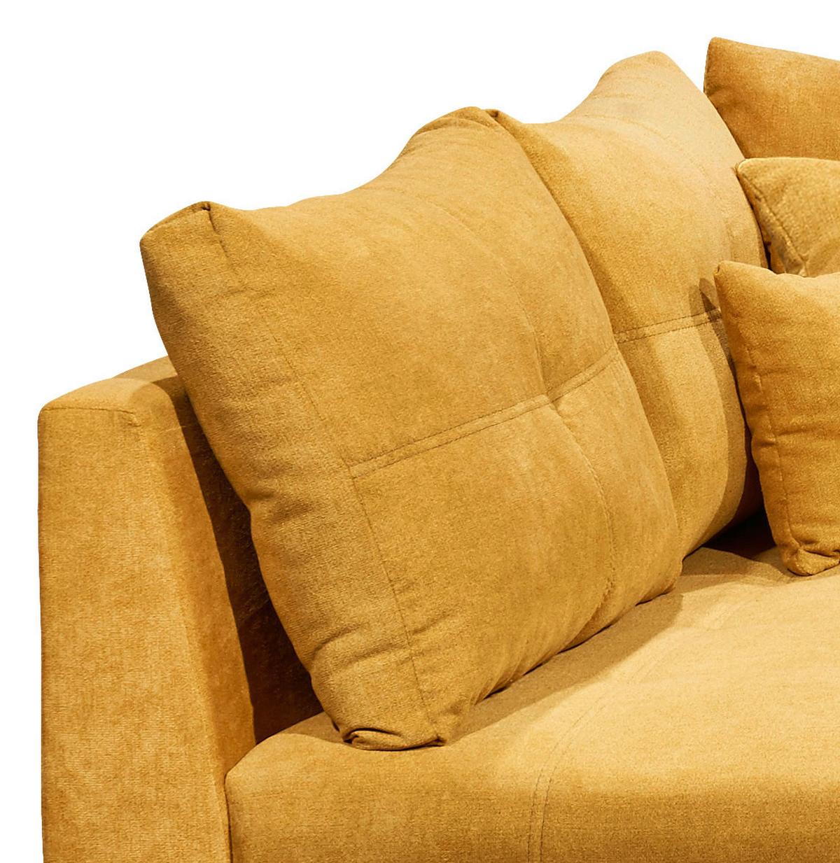 Ecksofa Mit Schlaffunktion + Kissen Lea, Polyester-Nylon - Gelb/Schwarz, Basics, Holzwerkstoff/Textil (176/248cm) - MID.YOU