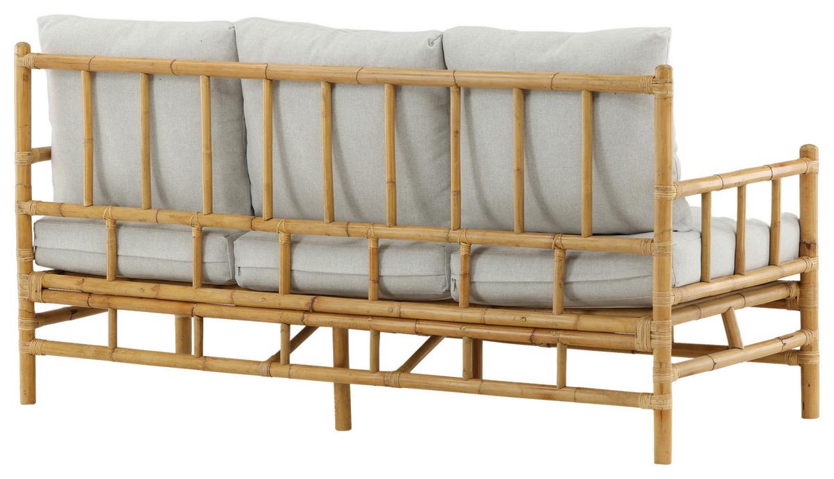 Loungesofa Cane - Hellbraun/Creme, KONVENTIONELL, Holz/Textil (180/88/77cm) - Gardenson