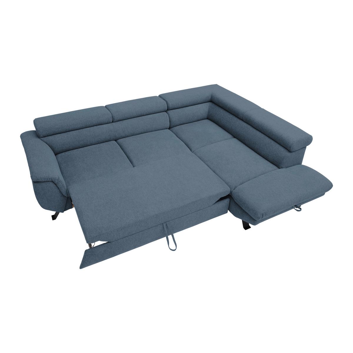 Rohová sedačka RAVEN, pravá, kráľovská modrá - čierna/kráľovská modrá, Modern, kov/textil (257/76-92/96cm) - Mömax