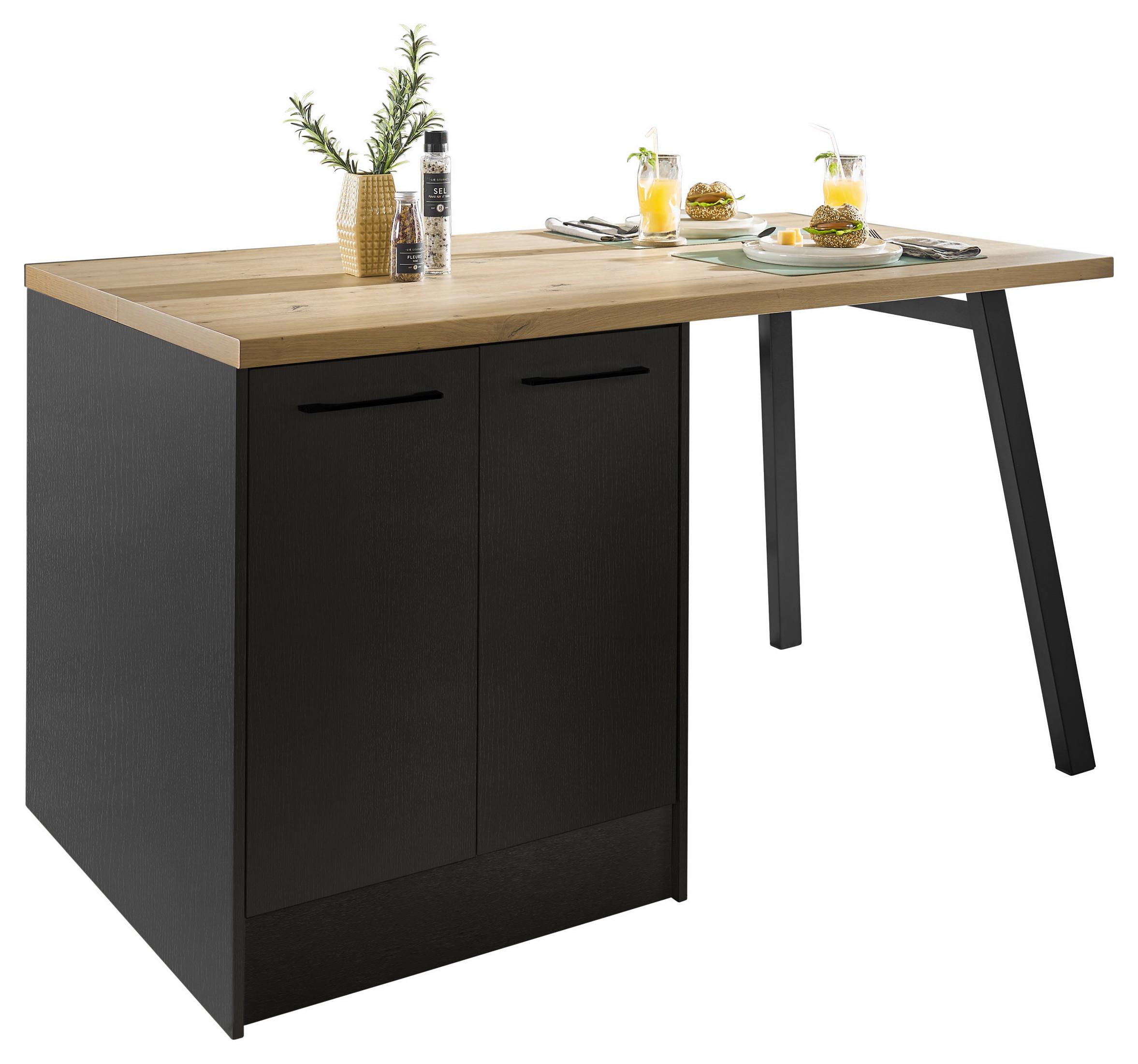 Kuchyňský ostrůvek TURIN TURIN I 150 - černá/dub artisan, Moderní, kov/kompozitní dřevo (150/91/90cm)