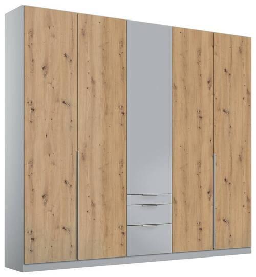 Drehtürenschrank mit Schubladen 226 cm Alabama Extra Hellgrau - Hellgrau/Eiche Artisan, MODERN, Holzwerkstoff (226/229/54cm)