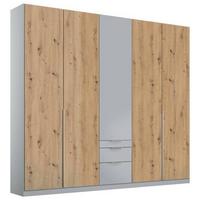 Drehtürenschrank mit Schubladen 226 cm Alabama Extra Hellgrau - Hellgrau/Eiche Artisan, MODERN, Holzwerkstoff (226/229/54cm)