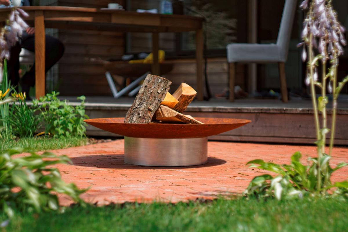 Feuerschale Grace M Rohstahl - Edelstahlfarben/Rostfarben, Basics, Metall (58/58/13,6cm)