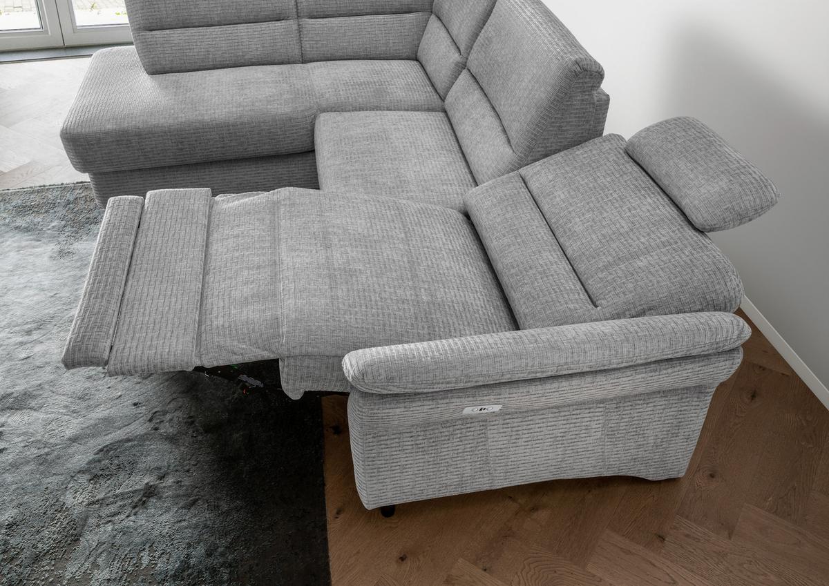 Ecksofa Cavoli Grau Relaxfunktion S: 190x266 Cm - Schwarz/Weiß, MODERN, Textil (190/266cm) - Livetastic