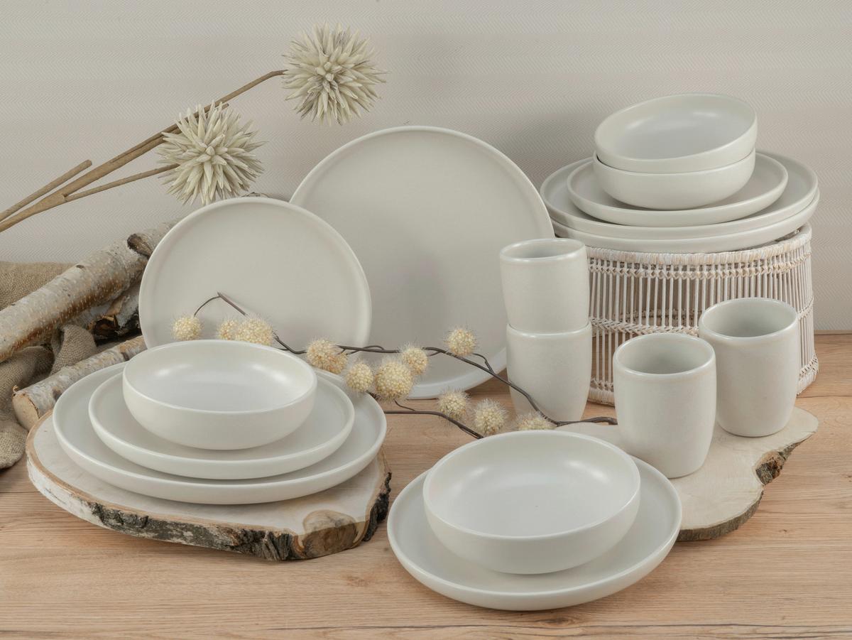 Kombinovaný servis 16 dielny pre 4 osoby - biela, Basics, keramika - Creatable
