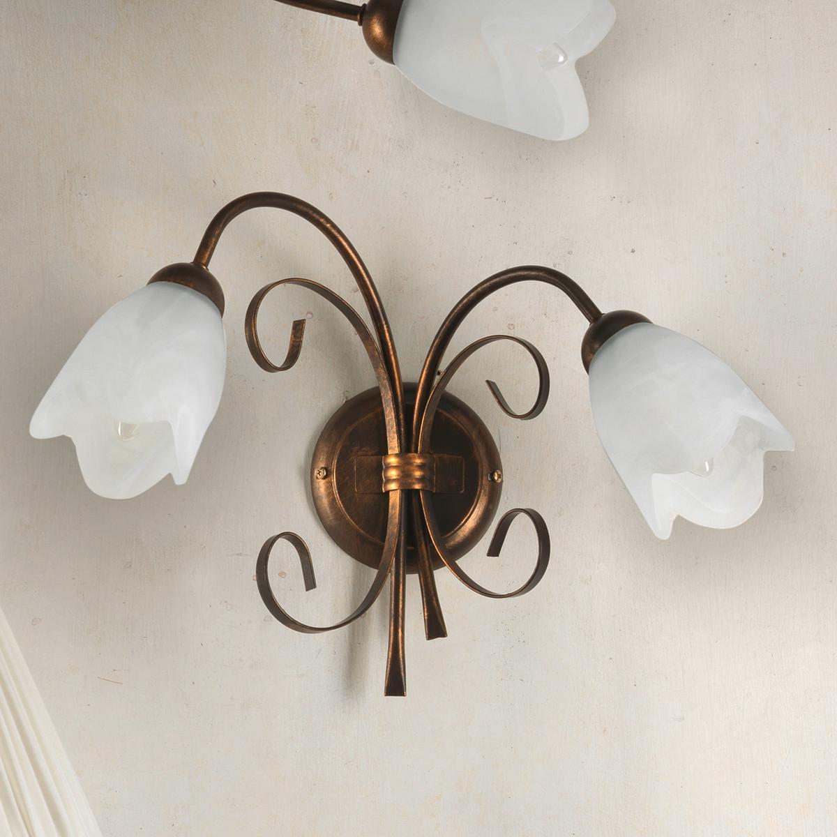 Wandleuchte Odino Cognac L: 45 cm - Cognac, KONVENTIONELL, Glas/Metall (45/30/23cm)