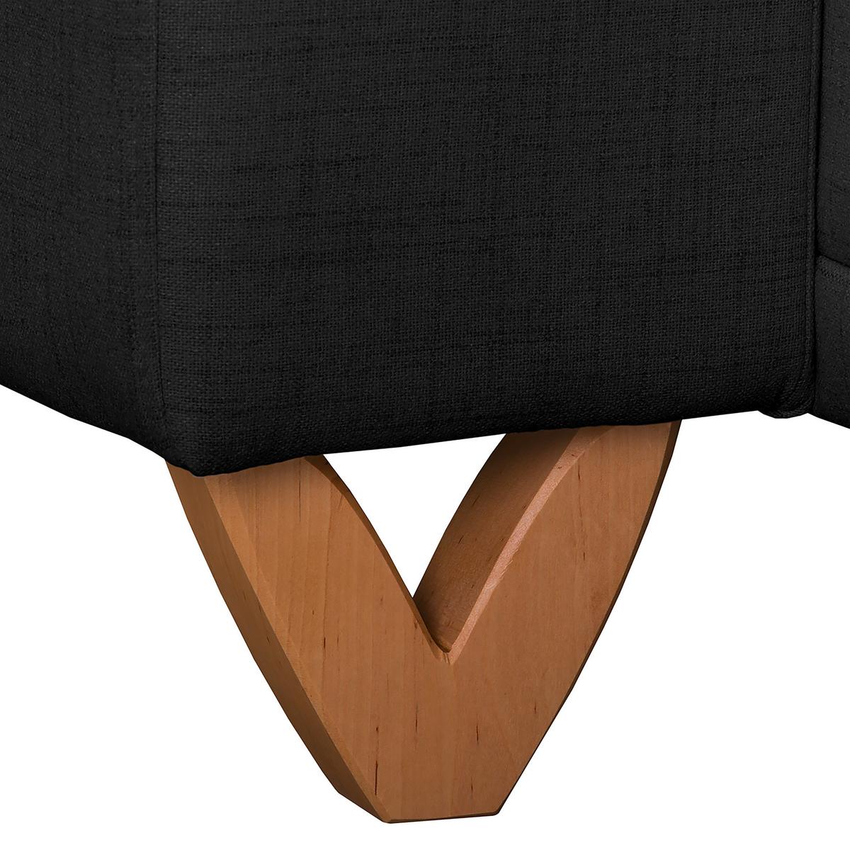 Ecksofa Bella Schwarz S: 257x174 cm - Wengefarben/Schwarz, Design, Textil (257/174cm) - Livetastic