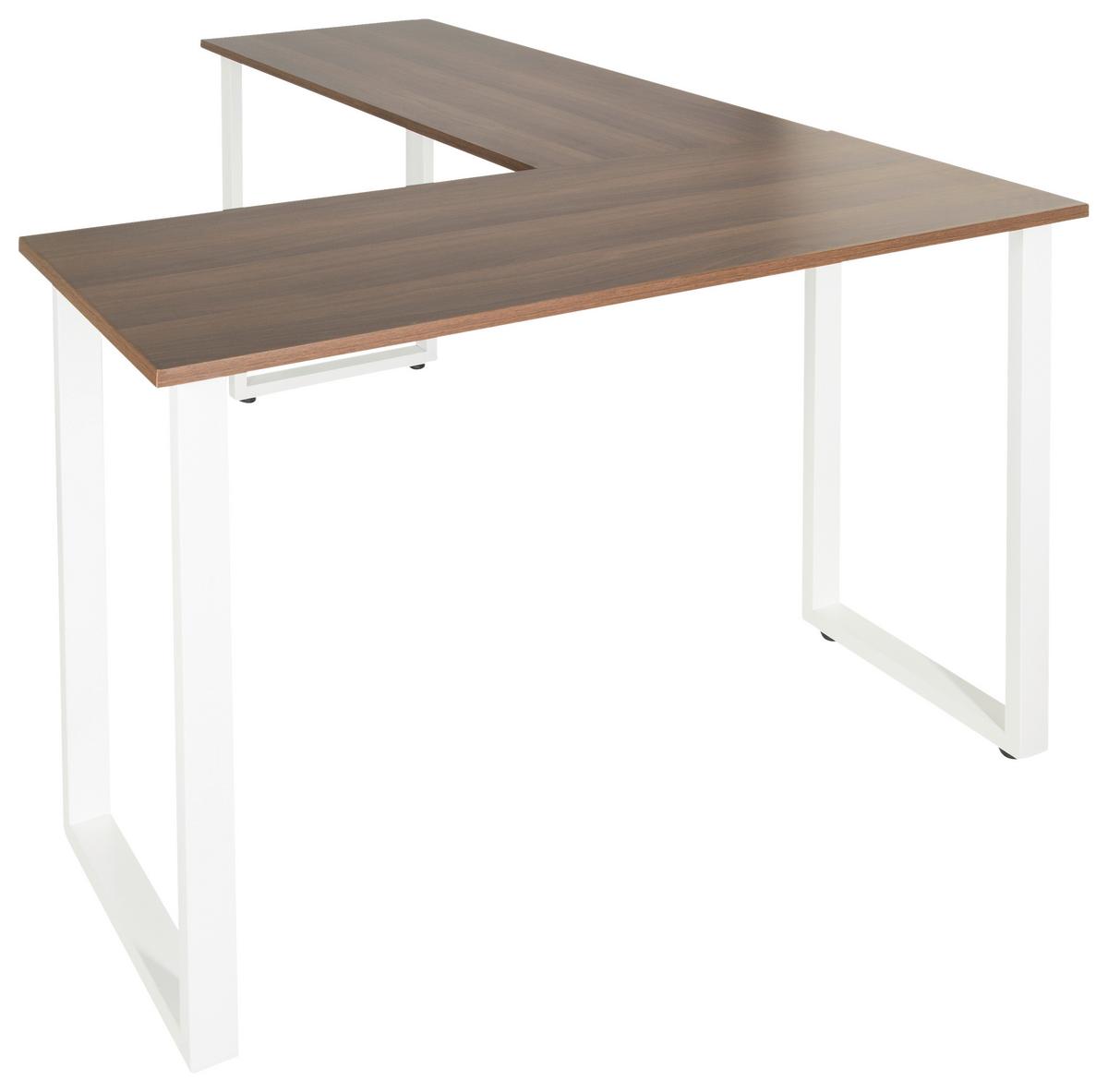 Eckschreibtisch B: 120 Cm Workspace Basic - Walnussfarben/Weiß, Basics, Holzwerkstoff/Metall (165/120/75cm) - MID.YOU