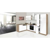 Eckküche Economy mit Geräten 172 cm Weiß/Eichefarben - Eichefarben/Weiß, Basics, Glas/Holzwerkstoff (172/310cm) - Respekta