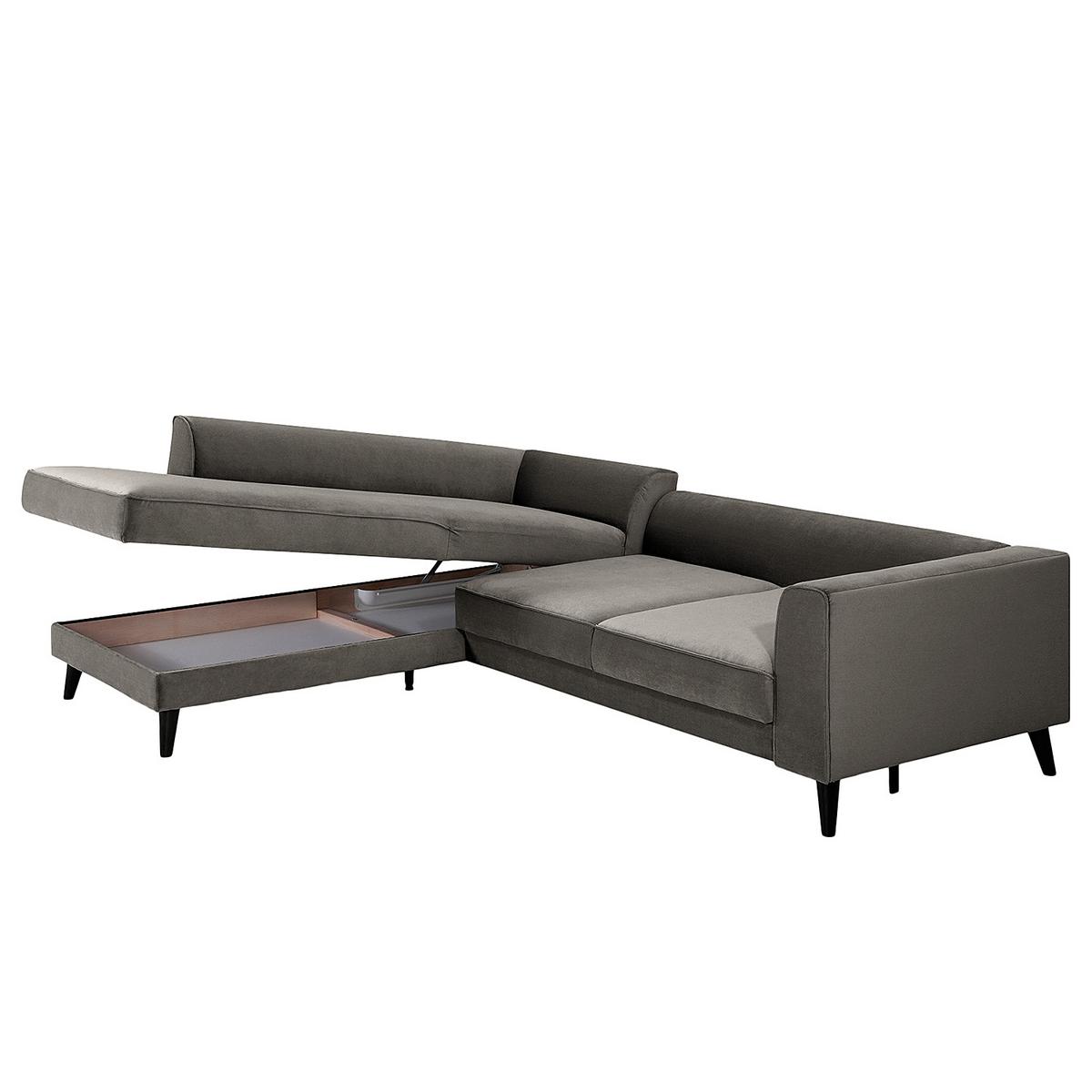 Eckschlafsofa Lumber Jack Grau S: 203x264 cm - Wengefarben/Grau, MODERN, Textil (203/264cm) - Trendmanufaktur