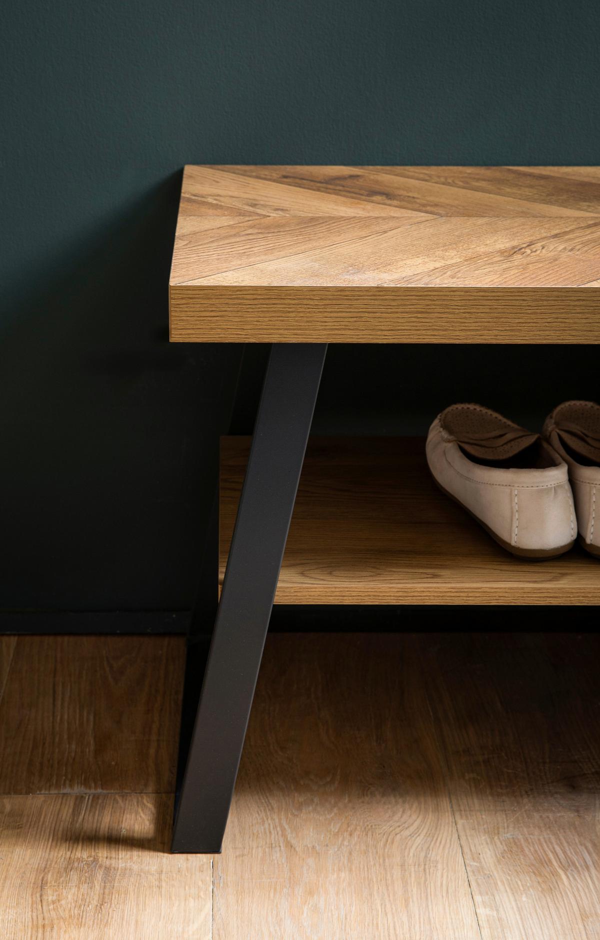 Schuhbank Eichefarben, Schwarz, 100 cm - Eichefarben/Schwarz, Design, Holzwerkstoff (100/41/40cm) - MID.YOU