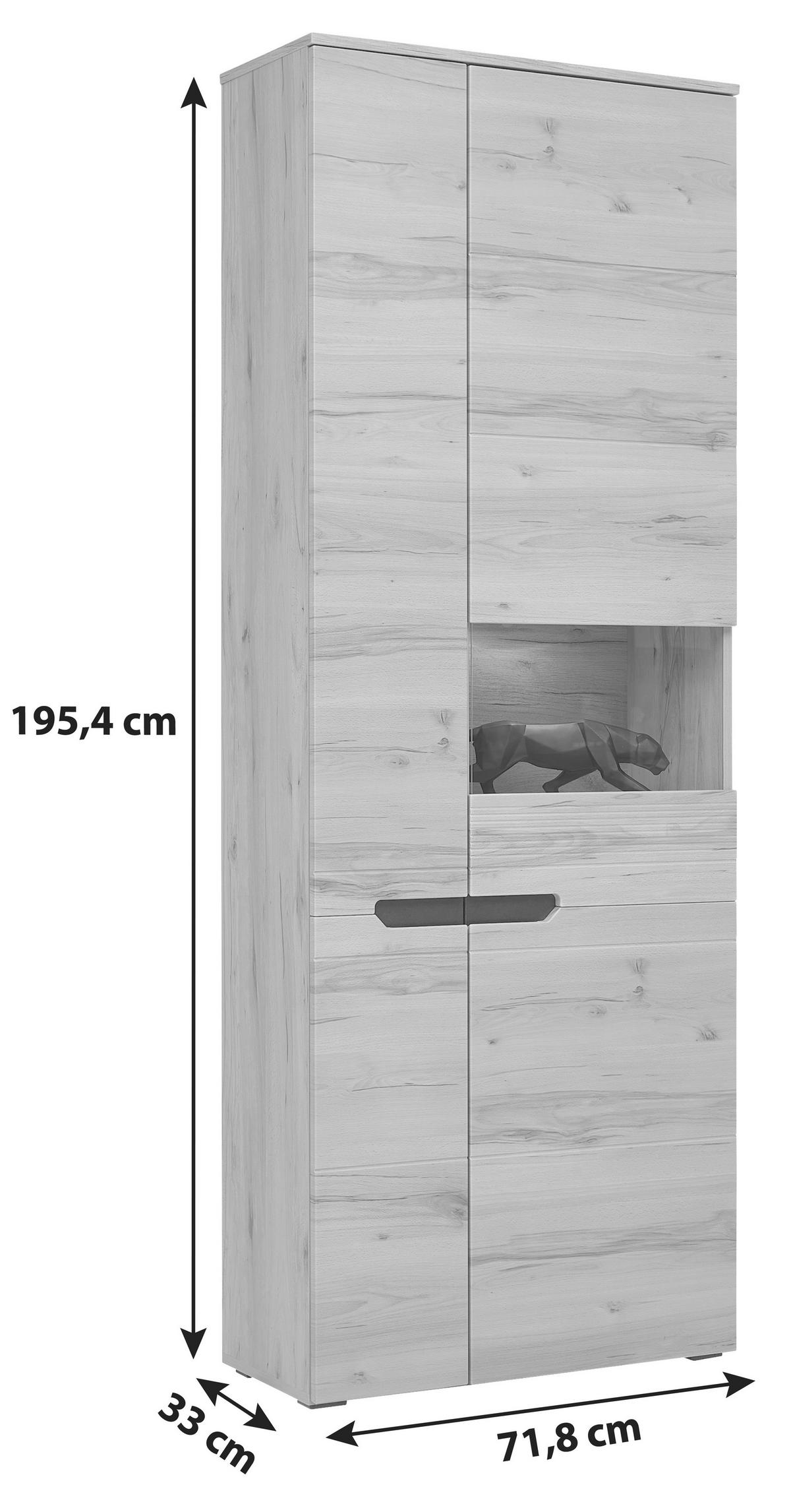 Vitrin Alana - Modern, faalapú anyag/Üveg (71,8/195,4/33cm)