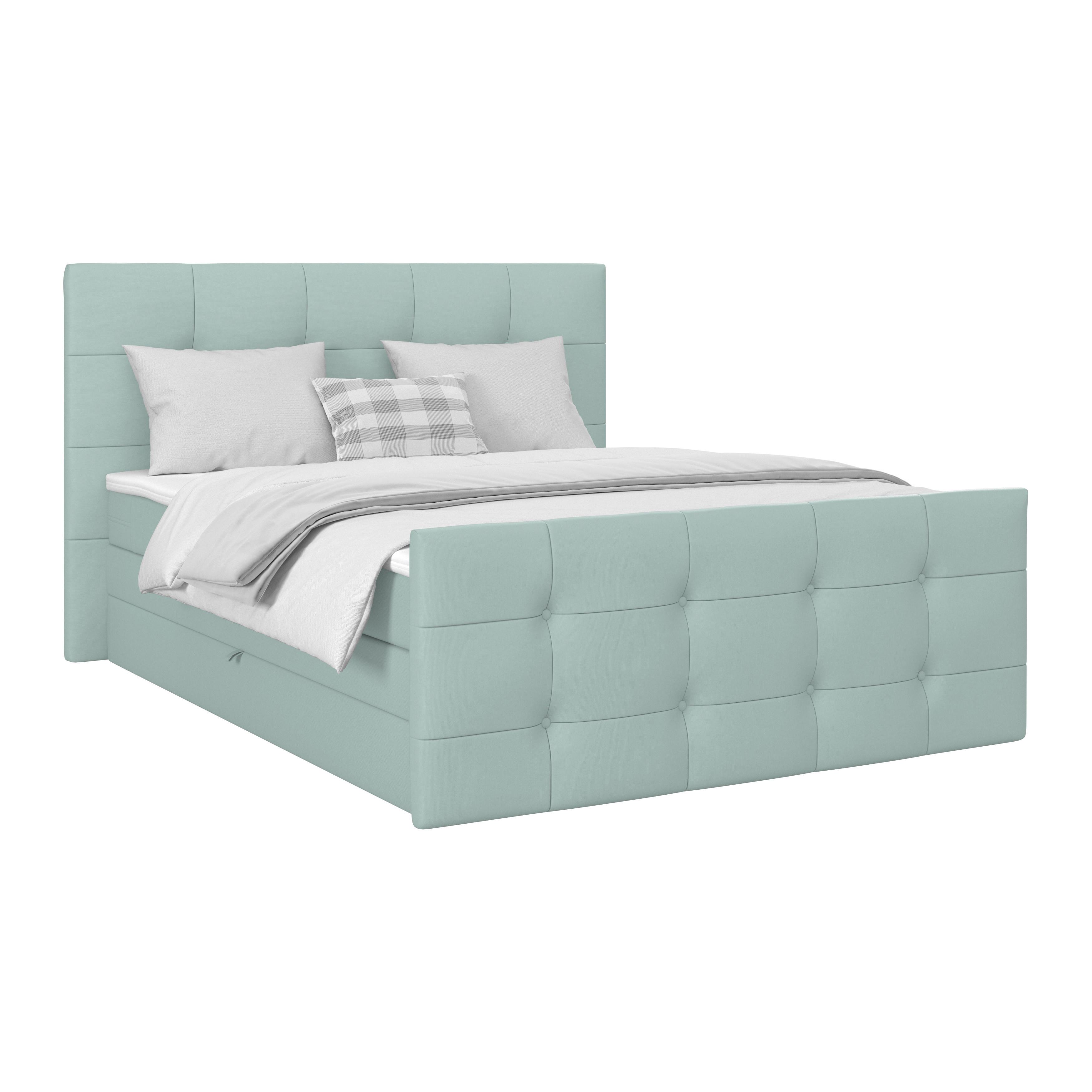 Boxspringbett Josie 180 - Jadegrün/Schwarz, MODERN, Holz/Holzwerkstoff (180/200cm)