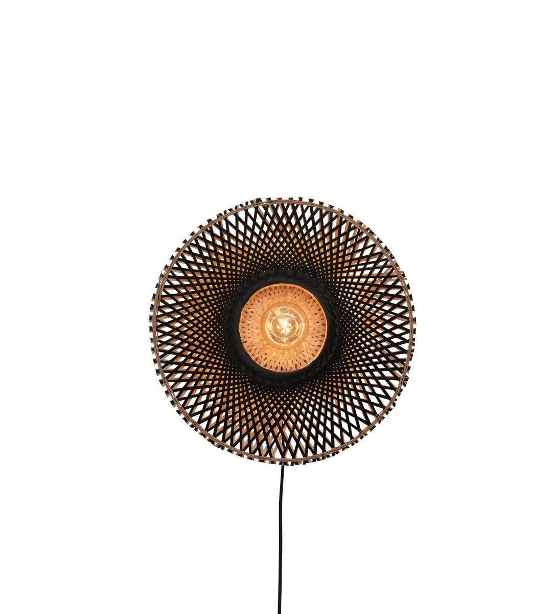 Wandleuchte Kalimantan Naturfarben/Schwarz B: 12 cm - Schwarz/Naturfarben, Trend (44/12/44cm) - Good & Mojo