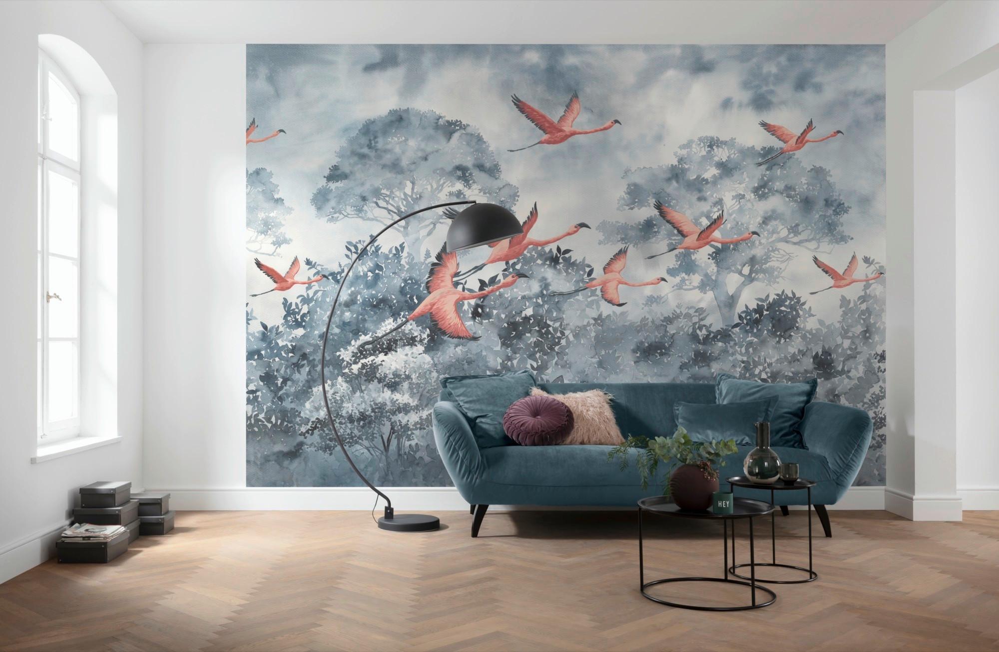 Fototapete Flamingos In The Sky - Multicolor, Trend, Papier (400/280cm) - Komar