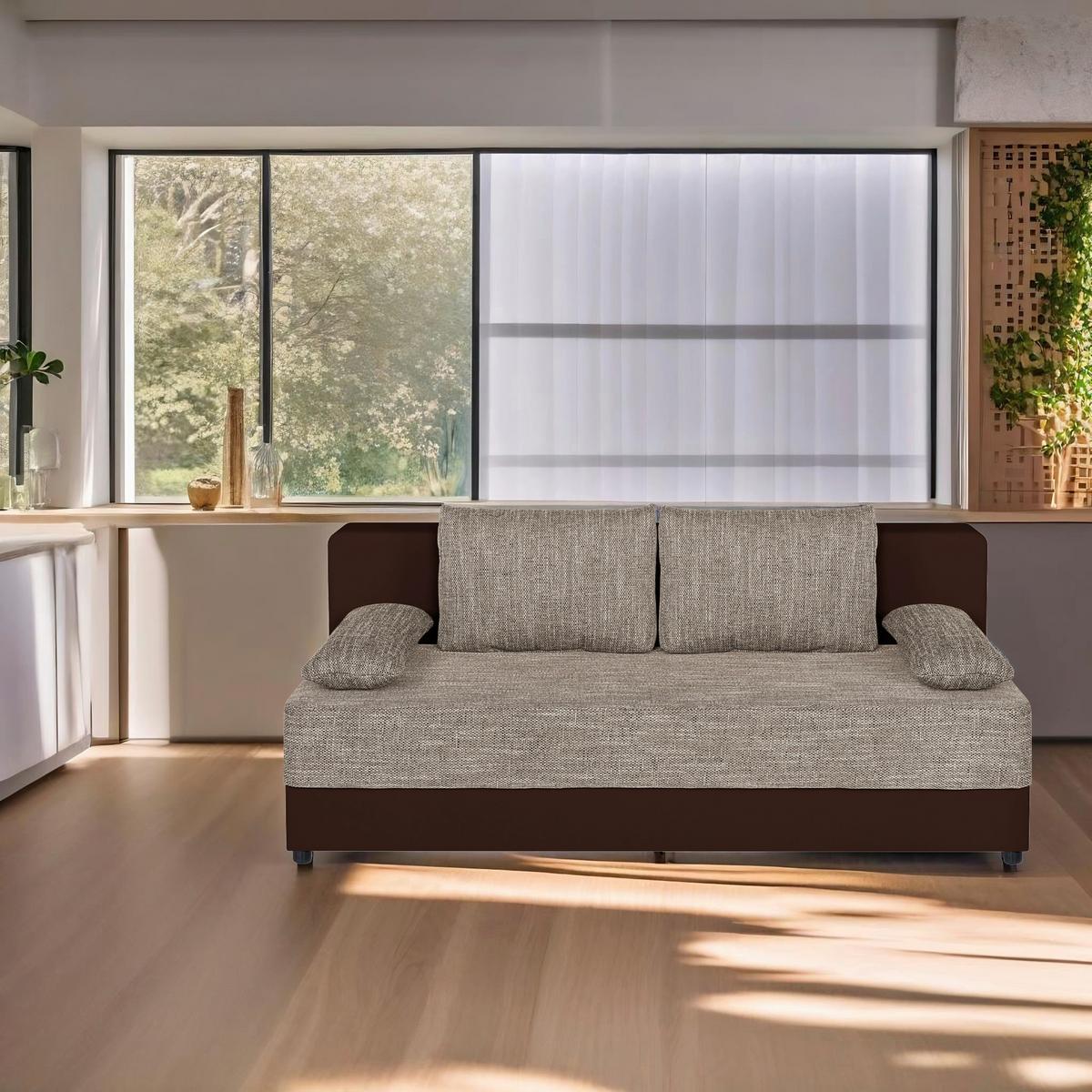 2-sitzer-sofa Schlaffunktion Lucy Cappuccino/mokka - Schwarz/Mokka, Design, Holzwerkstoff/Textil (200/90/103cm) - P & B