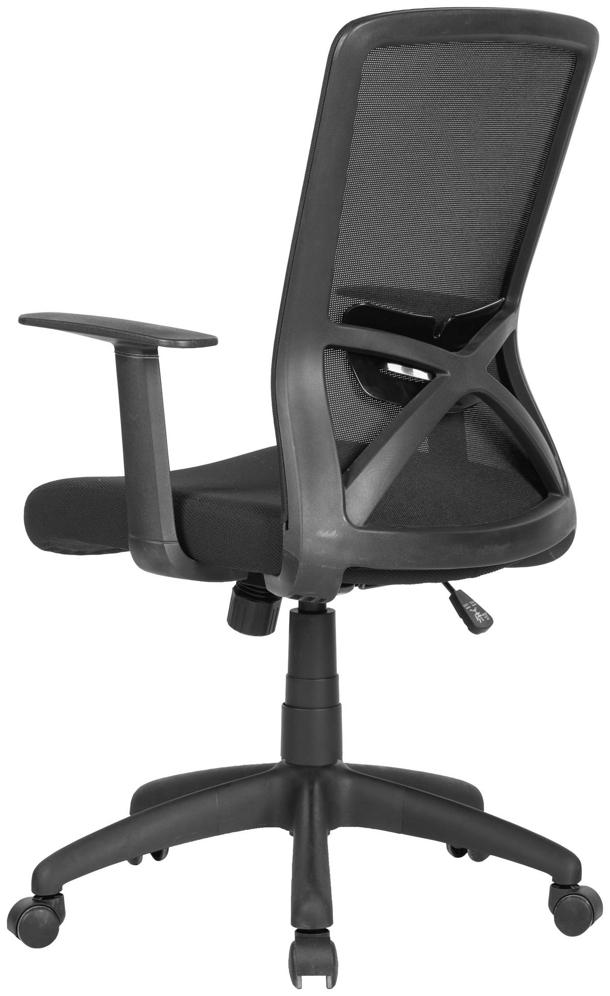 Drehstuhl Long Abwischbar Schwarz Bis 110 Kg - Schwarz, MODERN, Kunststoff/Textil (52,5/95,5-103/60,5cm) - MID.YOU