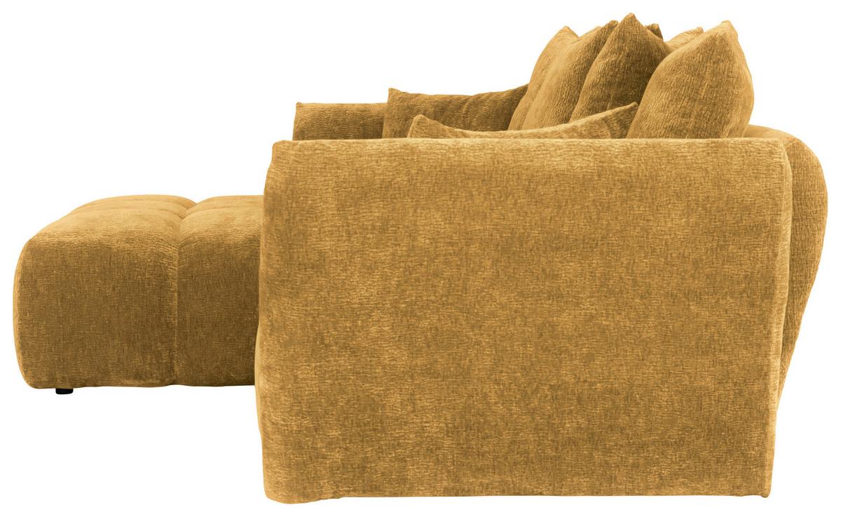 Univerzálna sedačka CAMMELLIO, horč.žltá ženilka, 7 vankúšov - horčicovožltá/čierna, Modern, textil (296/75-95/189cm) - Mömax