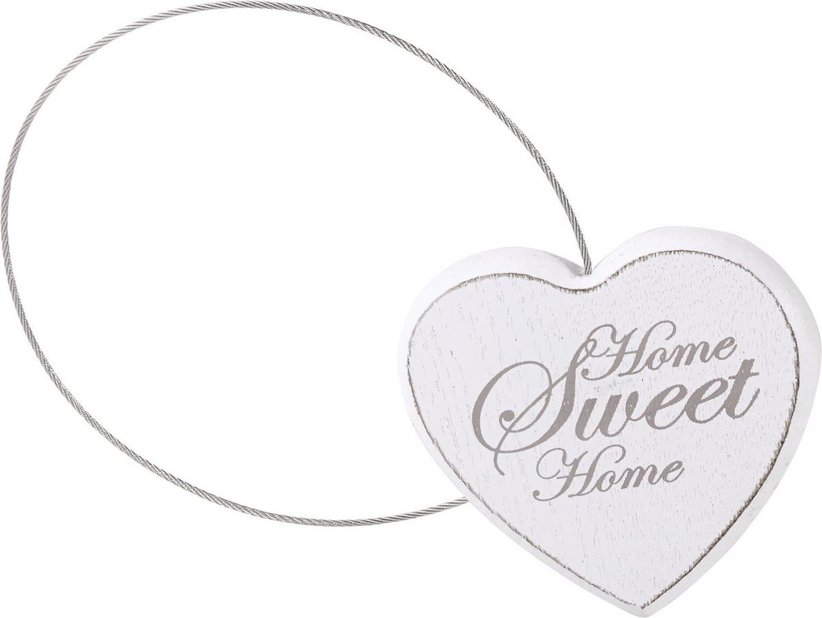 SPONA NA ZÁVES SWEET HOME - biela/taupe, Romantik / Landhaus, kov/drevo (8cm) - Modern Living