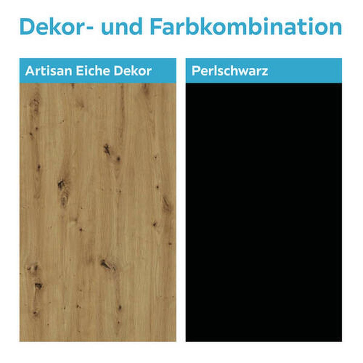 Wandboard Nyon B: 110 Cm, Eiche Dekor/schwarz - Eichefarben/Schwarz, MODERN, Holzwerkstoff (110/23/19,6cm)