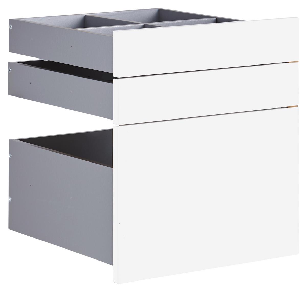 Schubladeneinsatz Unit Weiß B: 45,3 Cm 3 Fächer - Weiß Hochglanz, MODERN, Holzwerkstoff (45,3/50,3/47cm) - Ondega