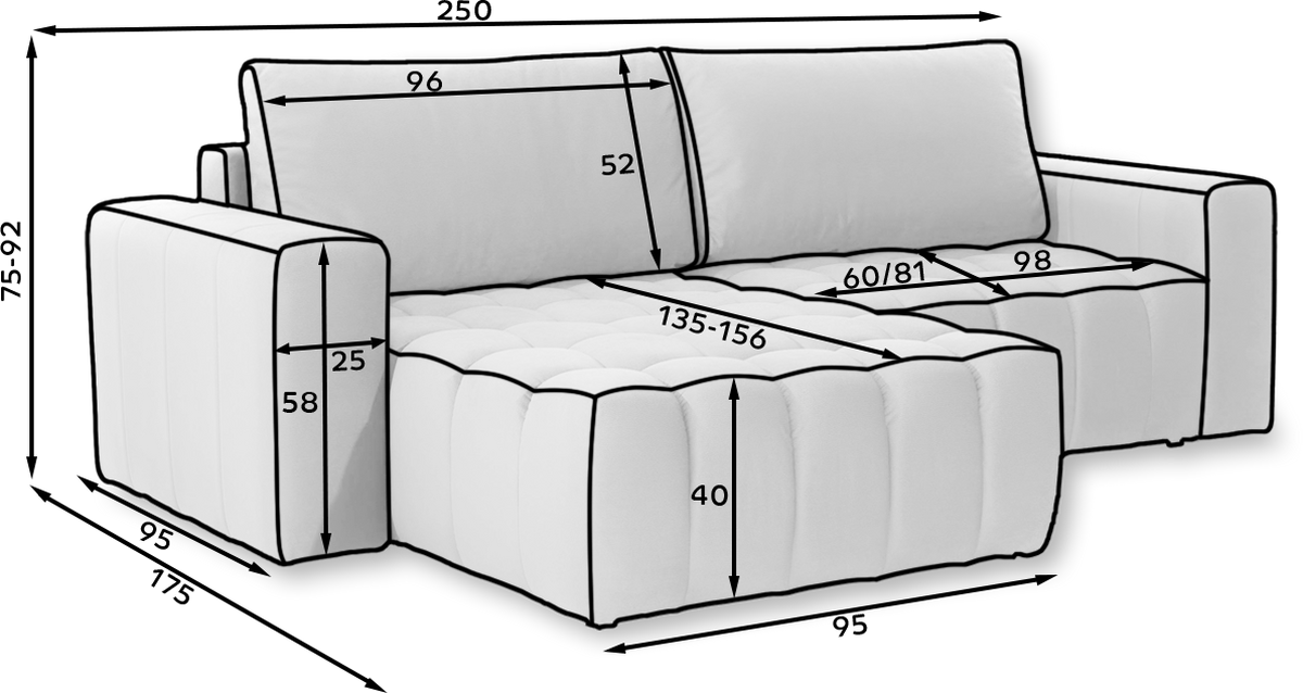 Ecksofa Bonett Anthrazit S: 175x250 Cm - Anthrazit/Schwarz, Design, Textil (175/250cm) - MID.YOU