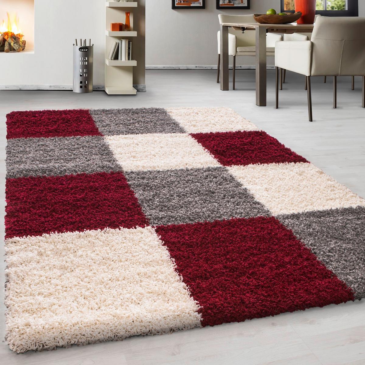 Hochflor Teppich Rot Life 200x290 cm - Rot/Hellgrau, KONVENTIONELL, Textil (200/290cm) - Novel
