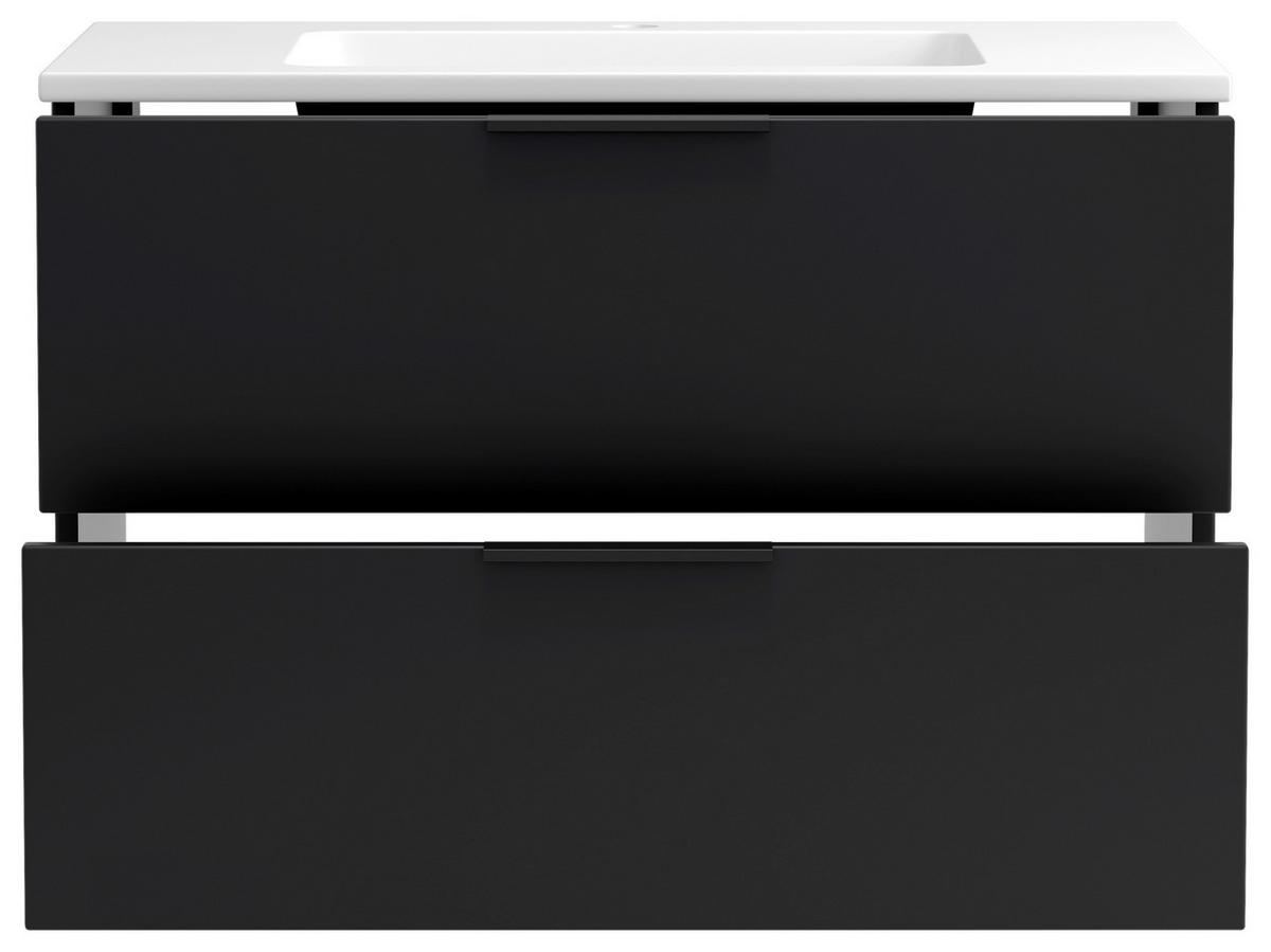 Waschtischkombi Sevilla Schwarz, Weiß, B:80 cm - Schwarz/Weiß, MODERN, Keramik/Holzwerkstoff (80/54/47cm) - Held