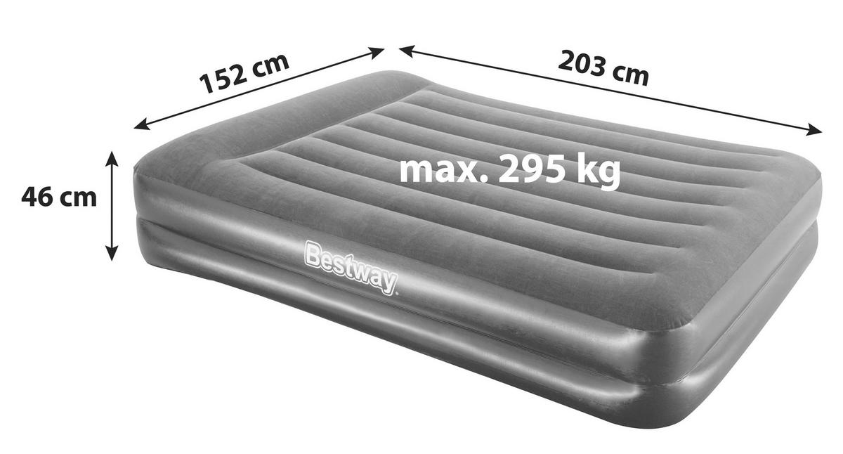Luftbett Aerolux 203x152x46 Cm Bis 300kg, Incl. Pumpe - Schwarz/Grau, KONVENTIONELL, Kunststoff (203/152/46cm) - Bestway
