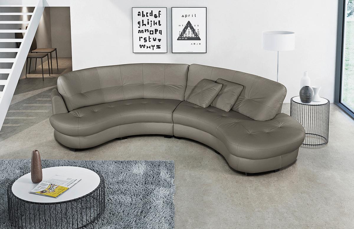 Ecksofa Bretania Schlammfarben, S: 300x113 cm - Schlammfarben/Schwarz, Design, Leder/Textil (300/113cm) - Livetastic