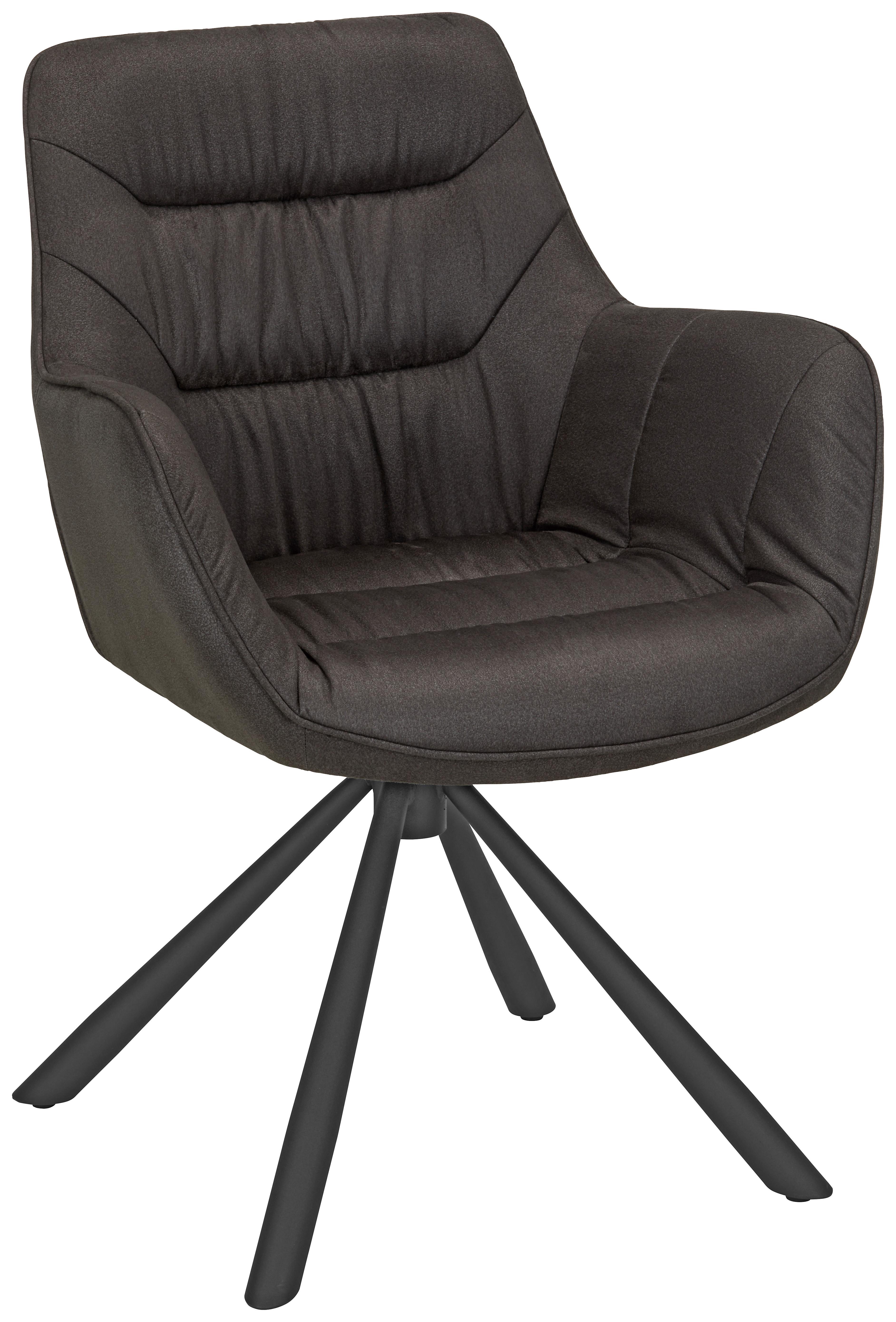 Židle s područkami Rebell, šedá - šedá/černá, Moderní, kov/textil (62/83,5/63cm) - Mömax