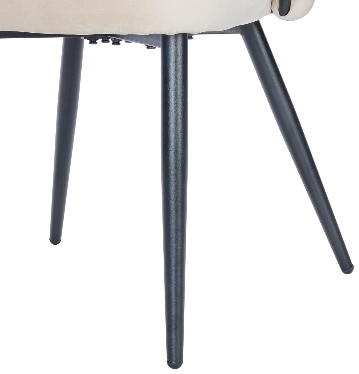 Stuhl Hardy Samt Beige B: 63 Cm - Beige/Schwarz, MODERN, Textil/Metall (63/58/78cm) - Livetastic