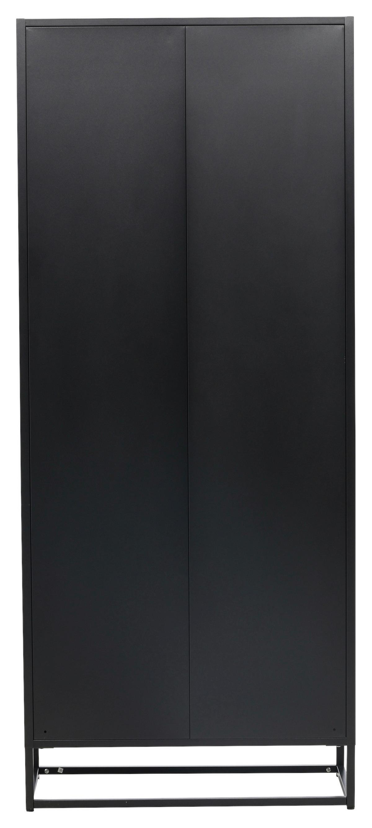 Vitrine Bakal - Schwarz, Design, Glas/Metall (80/190/41cm) - Livetastic