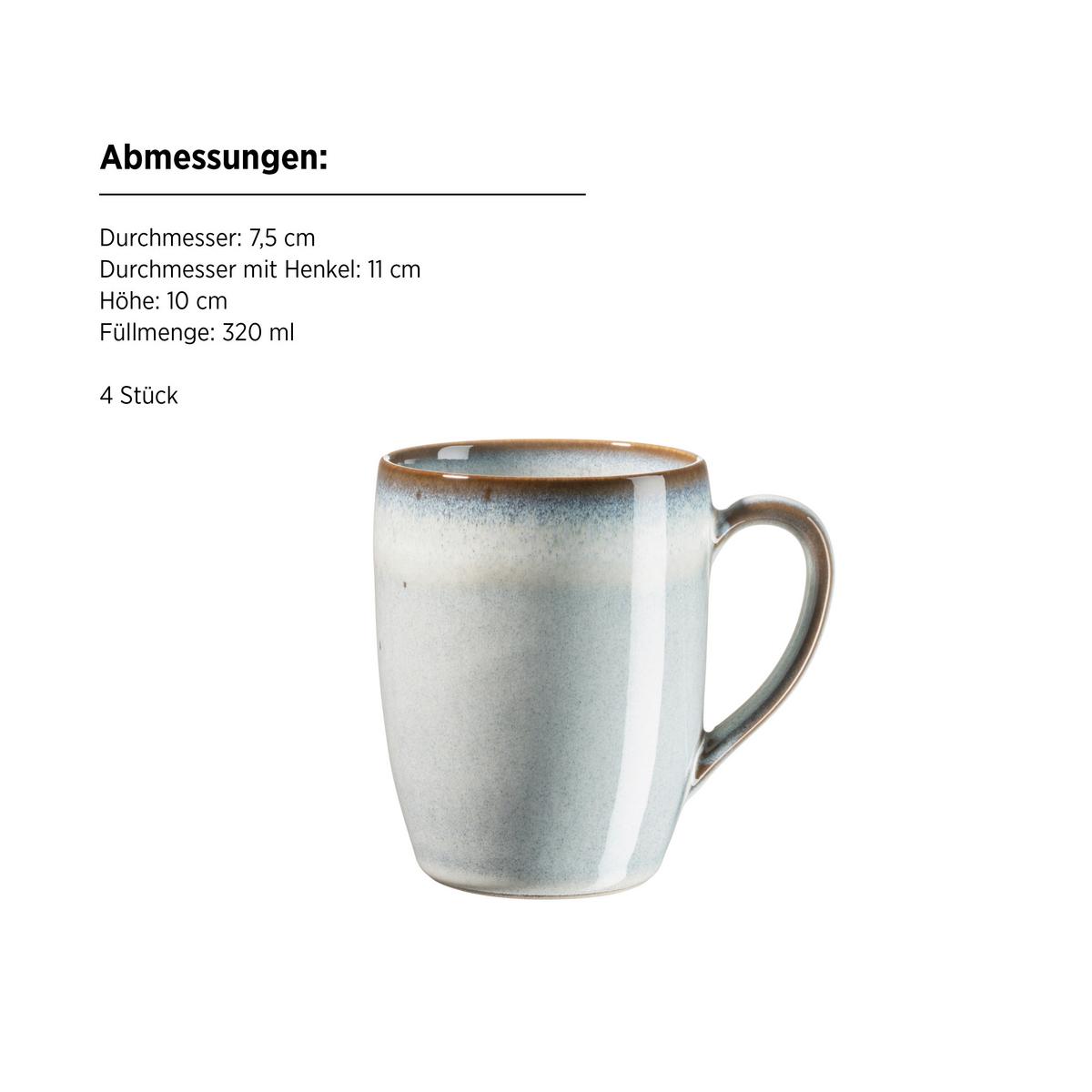 Frühstücksservice Smoky's Steinzeug, Grün, 12-teilig - Grün, Basics, Keramik - Mäser