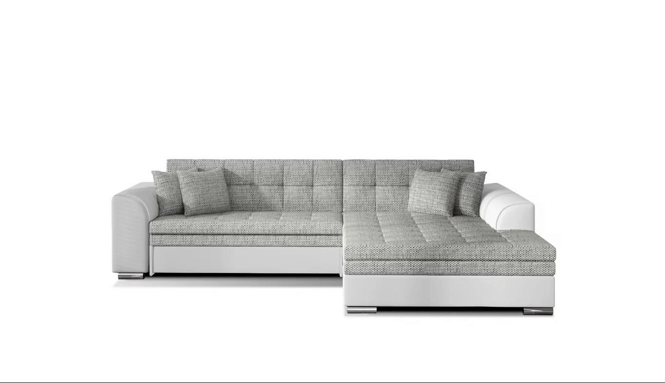 Ecksofa Sorento Grau/Weiß S: 296x194cm - Chromfarben/Weiß, Design, Textil (296/194cm) - MID.YOU