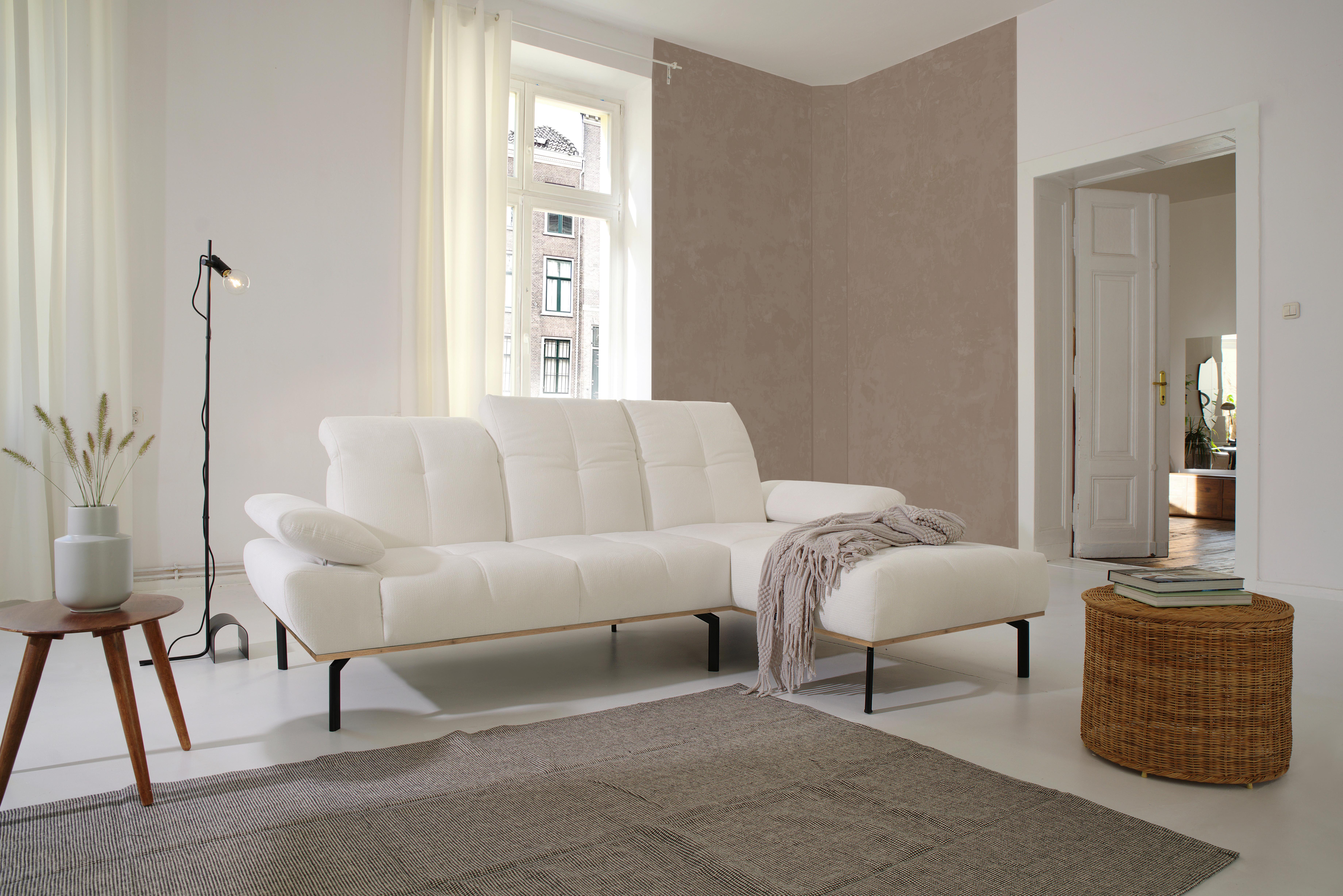 Ecksofa Weiß S: 242x170 cm - Wildeiche/Schwarz, Design, Holz/Textil (242/170cm) - MID.YOU