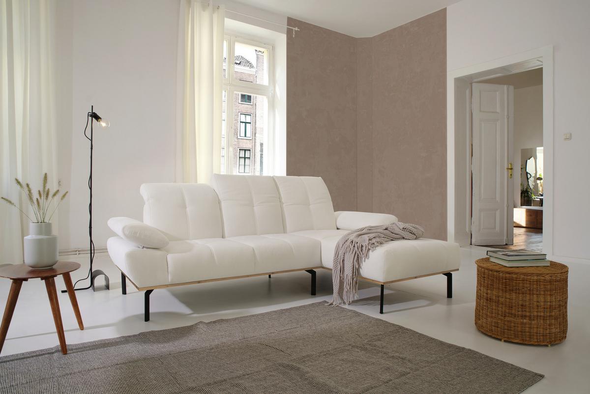 Ecksofa Weiß S: 242x170 cm - Wildeiche/Schwarz, Design, Holz/Textil (242/170cm) - MID.YOU