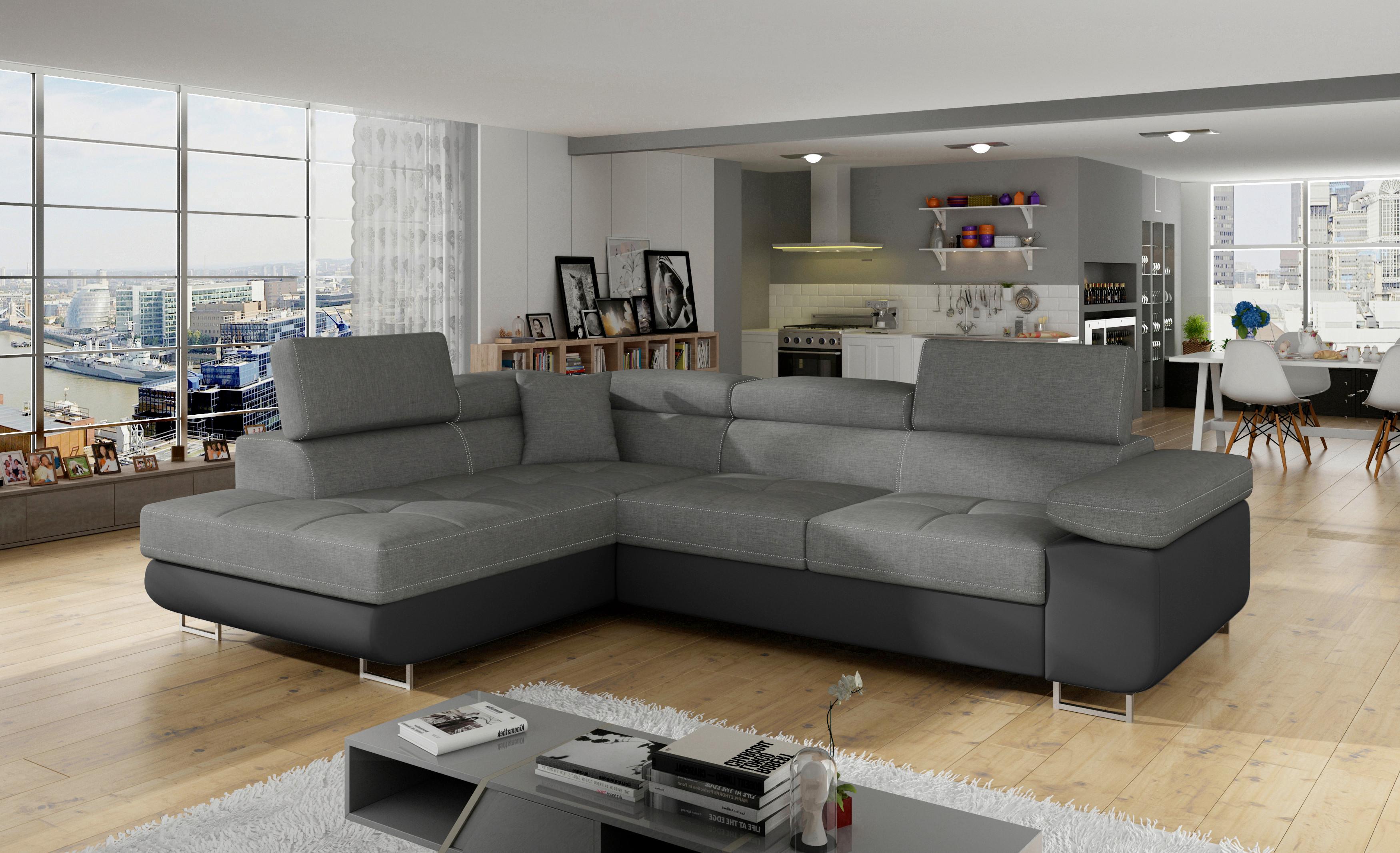 Ecksofa Anton Grau/Schwarz S:203x272cm - Chromfarben/Schwarz, Design, Textil (203/272cm) - MID.YOU