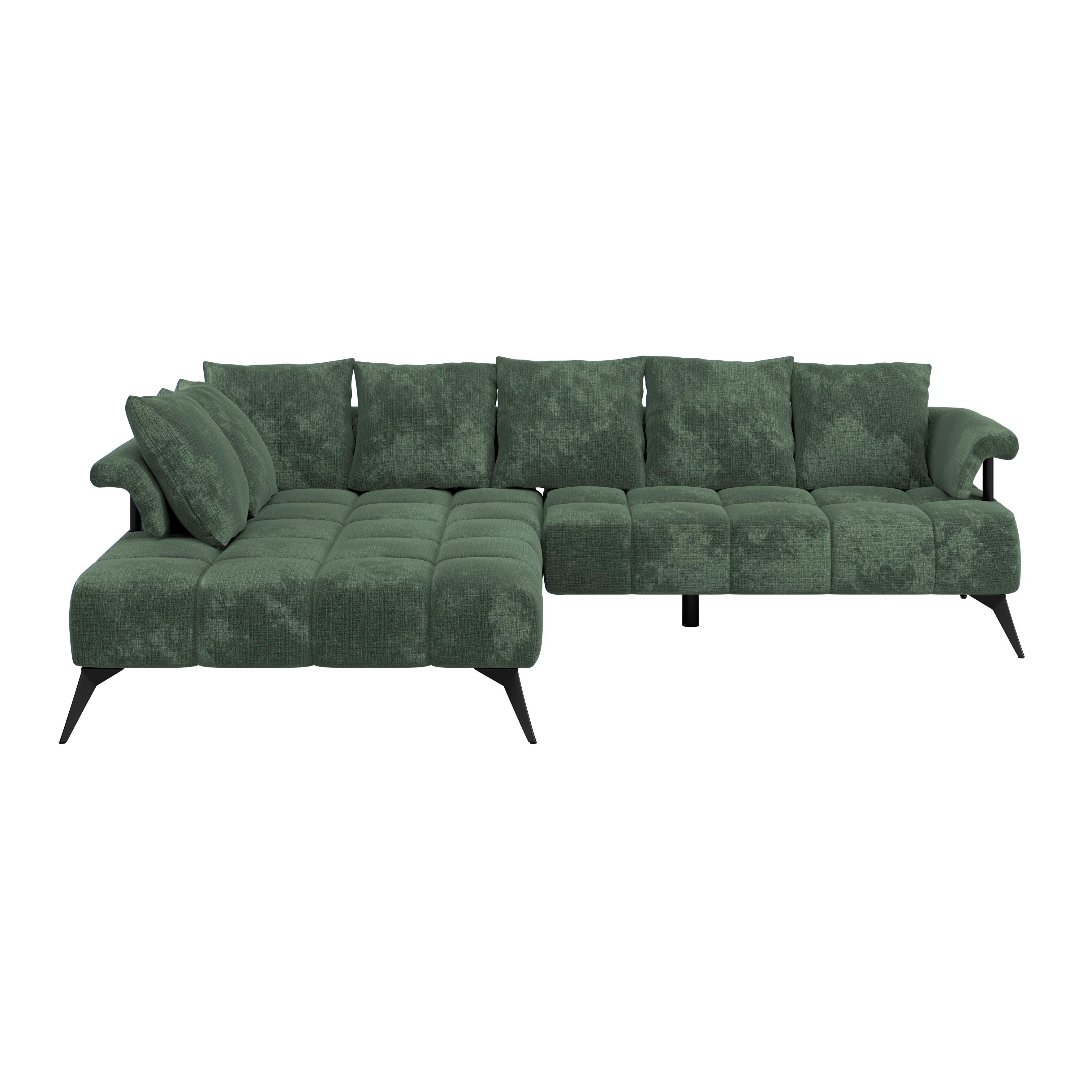 Ecksofa Vanessa New - Schwarz/Grün, MODERN, Textil (200/297cm)