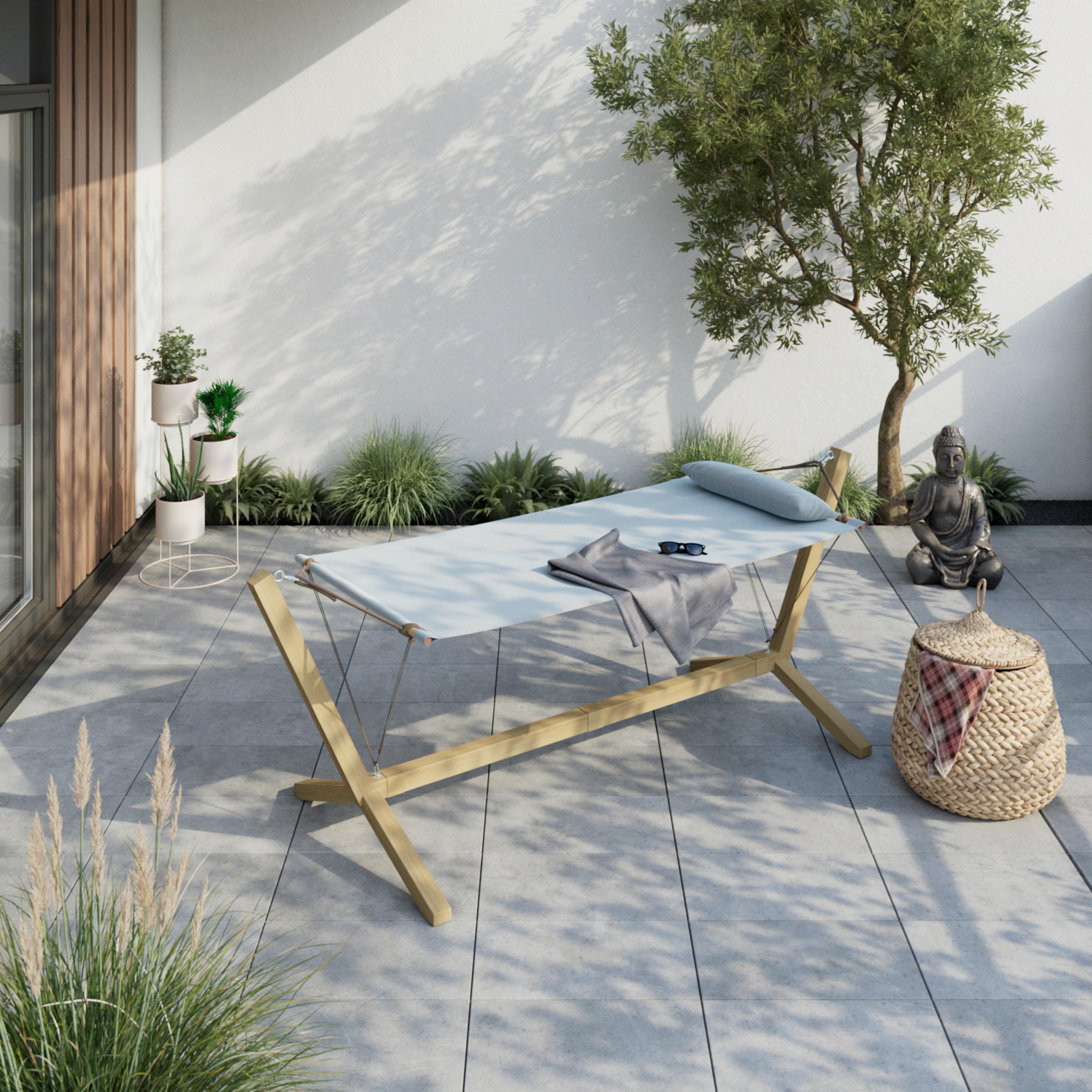 Hängematte Cesena - Gelb/Hellgrau, MODERN, Textil/Metall (296/111/108cm) - Beldano