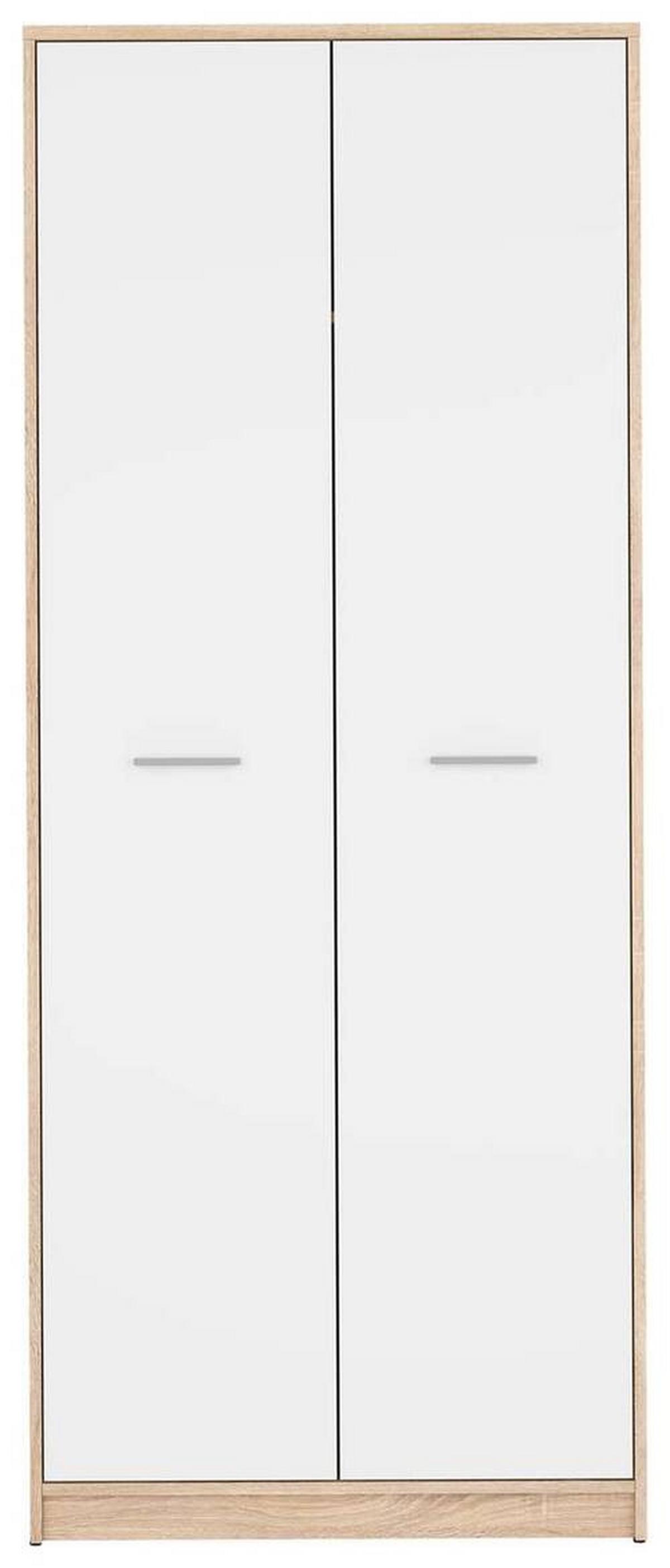 Drehtürenschrank Nepo Plus - Weiß/Sonoma Eiche, MODERN, Holzwerkstoff (80/197/54,5cm) - MID.YOU