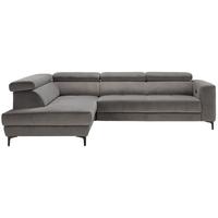 Rohová sedačka EMMA, levá, šedá,nast.op.hl,USB,el.výsuv - šedá/černá, Moderní, textil (301/210cm) - Premium Living