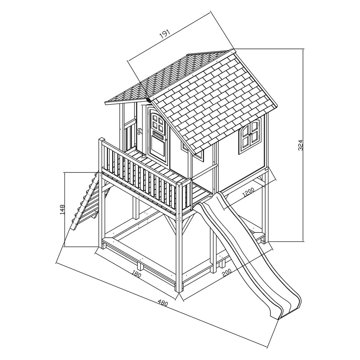 Spielturm A030.071.00 - Braun/Grün, KONVENTIONELL, Holz (480/324/212cm) - Ambia Garden