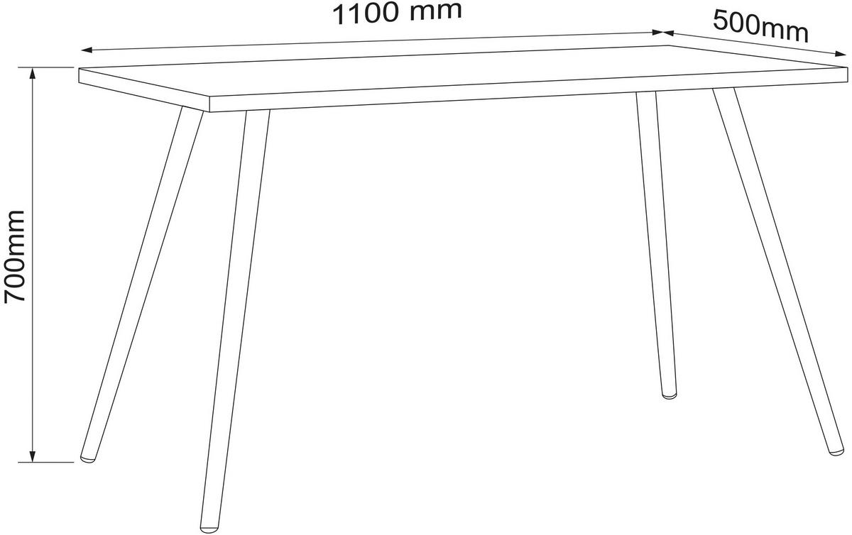 Schreibtisch Salia Weiß, Eiche Dekor L: 110 cm - Honigeiche/Weiß, Design, Holzwerkstoff/Metall (110/50/70cm) - MID.YOU