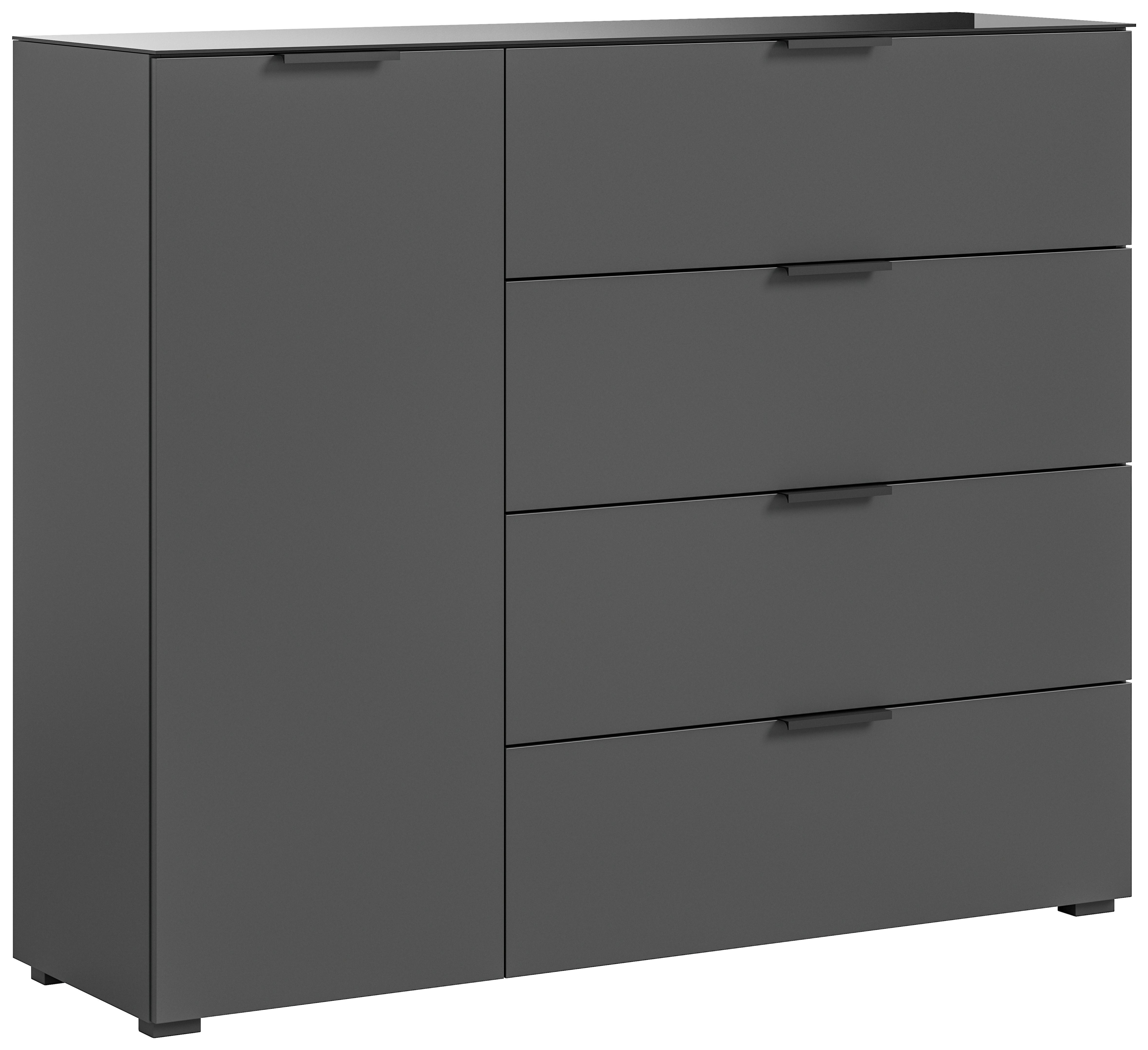 Kommode Ray Anthrazit B: 135 cm - Anthrazit, Design, Glas/Holzwerkstoff (135/112/40cm) - Livetastic