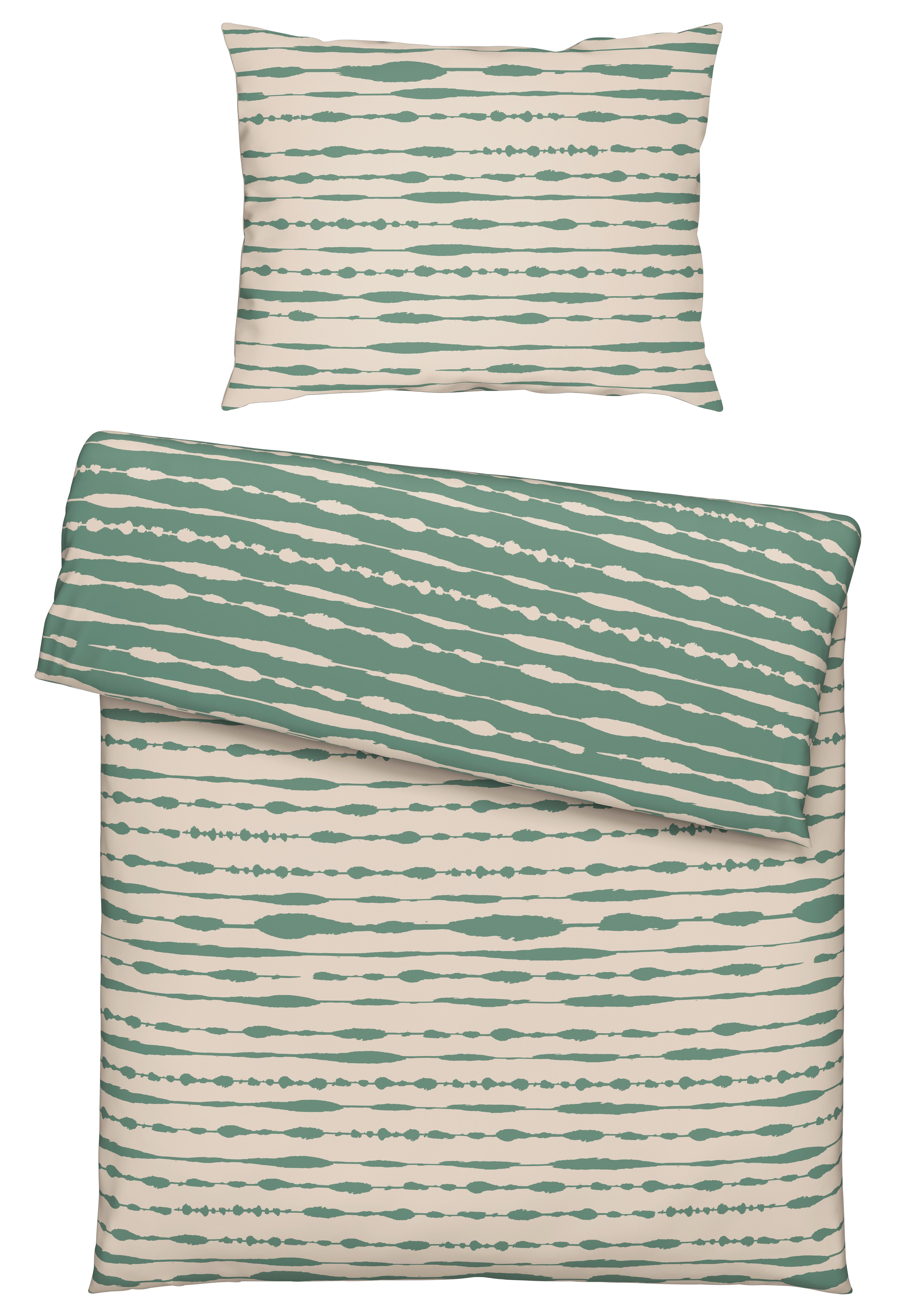 Oboustranné Povlečení Fine Line Wende, 140/200cm - bílá/zelená, Moderní, textil (140/200cm) - Modern Living